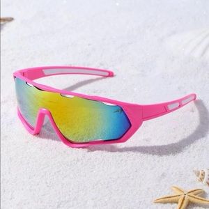 Pink Flat Top Multicolor Mirror Polarized Sunglasses OS New